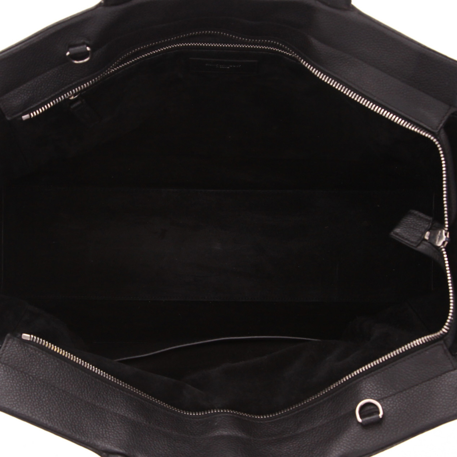 Bolso de mano Saint Laurent  Rive Gauche en cuero granulado negro - Detail D3