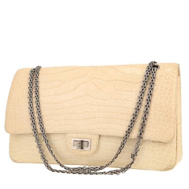 Sac bandoulière Chanel 2.55 en crocodile beige