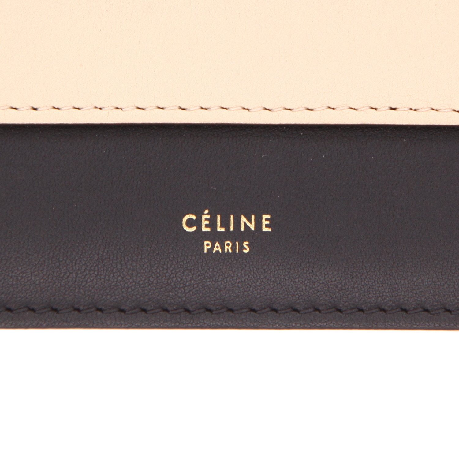 Bolso de mano Celine  Pocket en cuero negro color burdeos y beige - Detail D2