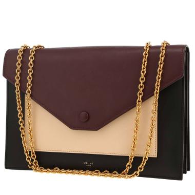 Bolso de mano Celine  Pocket en cuero negro color burdeos y beige