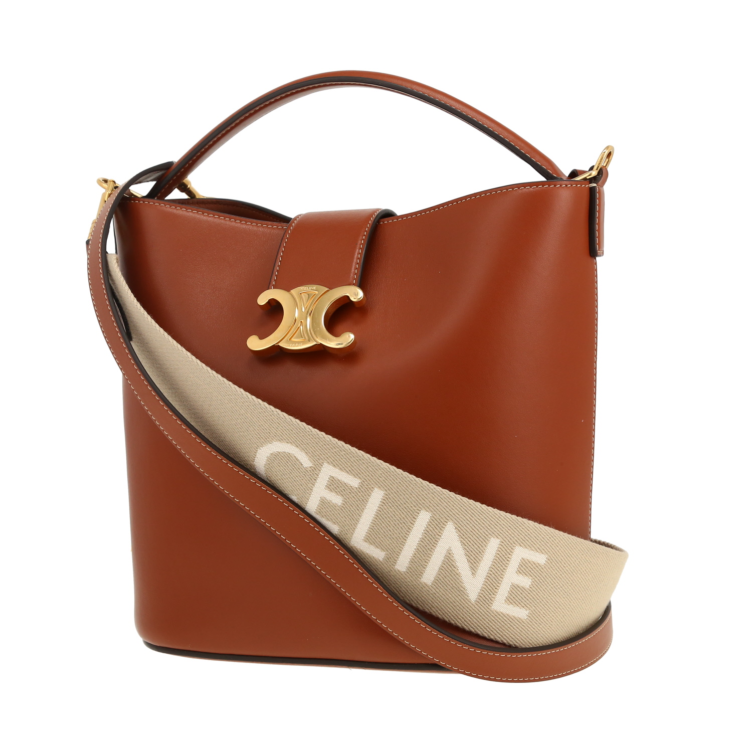 Sac à main Celine  Louise en cuir marron - Detail D5