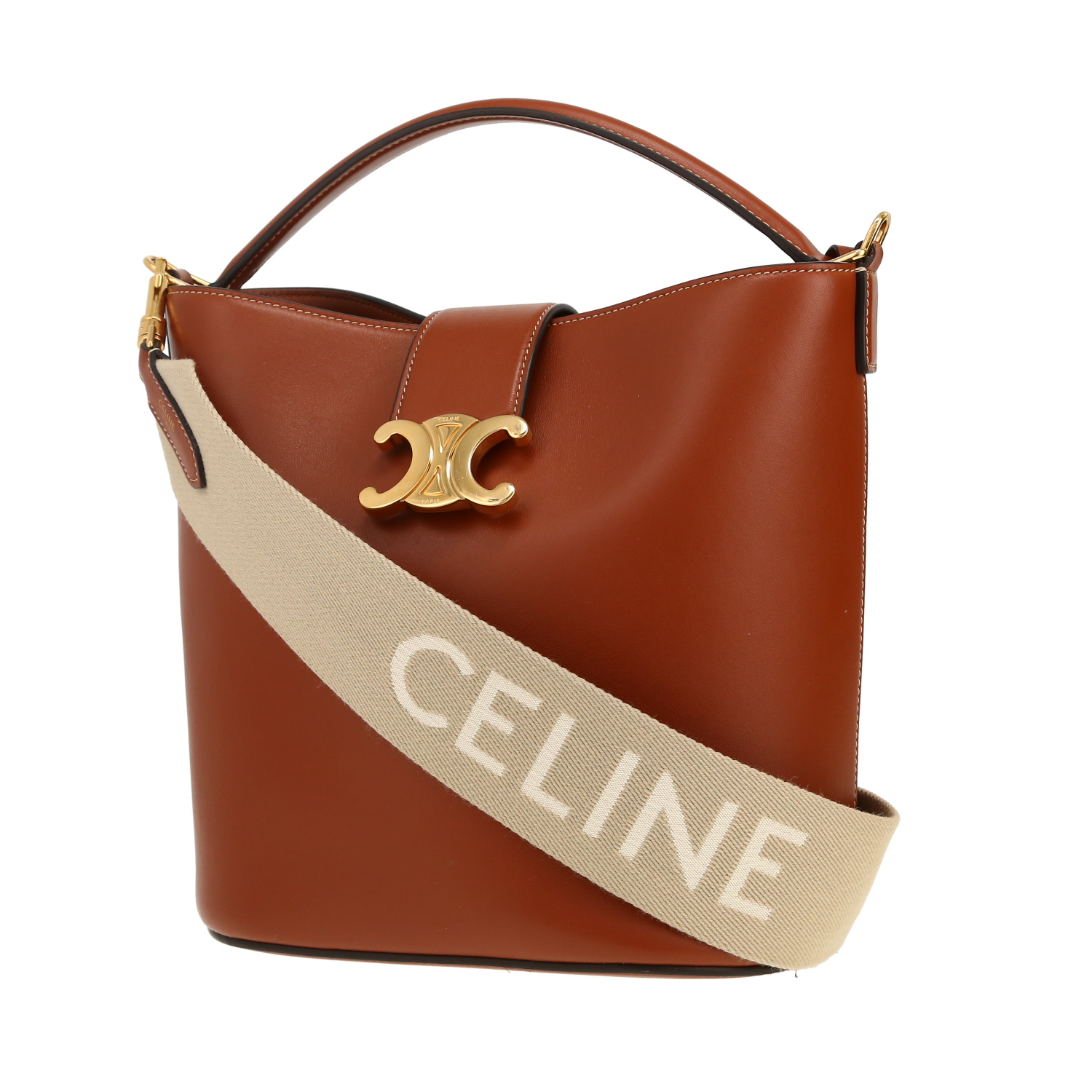 Bolso de mano Celine  Louise en cuero marrón - Detail D6