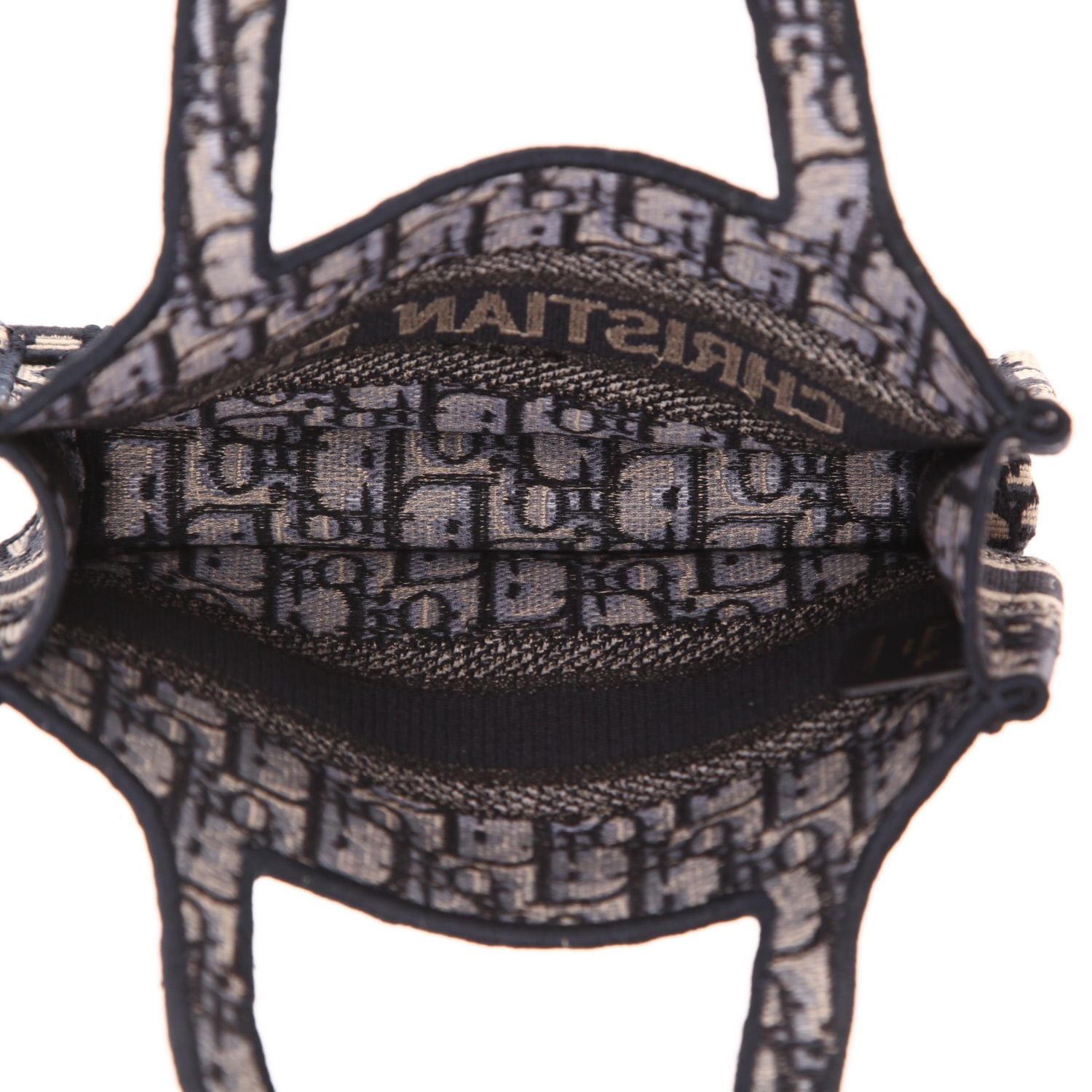 Bolso Cabás Dior  Book Tote mini  en lona Monogram Oblique azul y beige - Detail D3