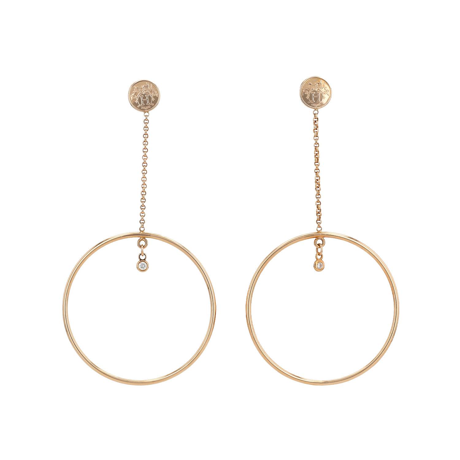 Pendientes Hermès Ex Libris de oro rosa y diamantes