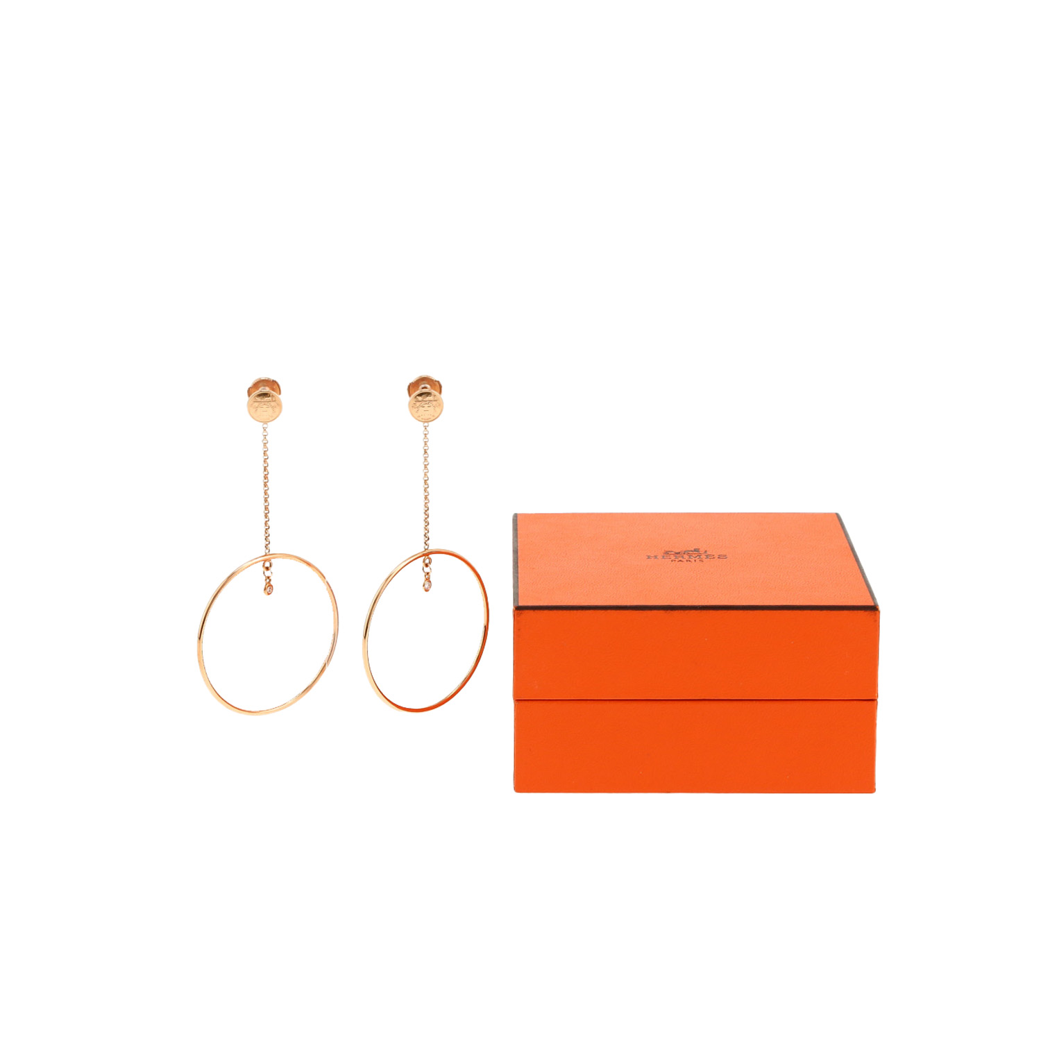 Hermès Ex Libris earrings in pink gold and diamonds - Detail D2