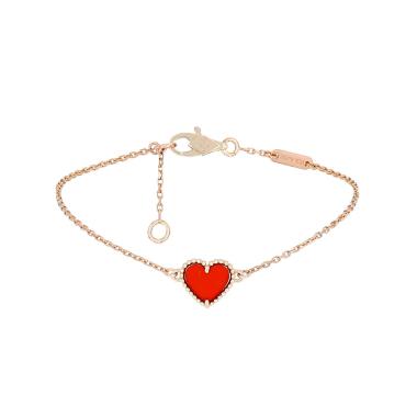 Van Cleef 
Arpels Sweet Hearts bracelet in pink gold and cornelian