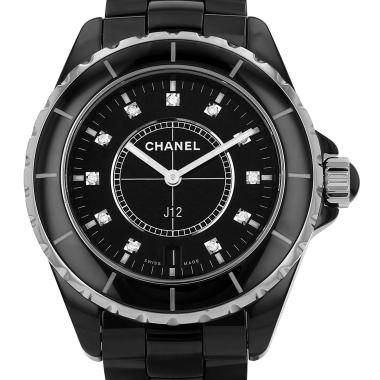 Montre Chanel J12 Joaillerie en céramique noire et acier Vers 2010