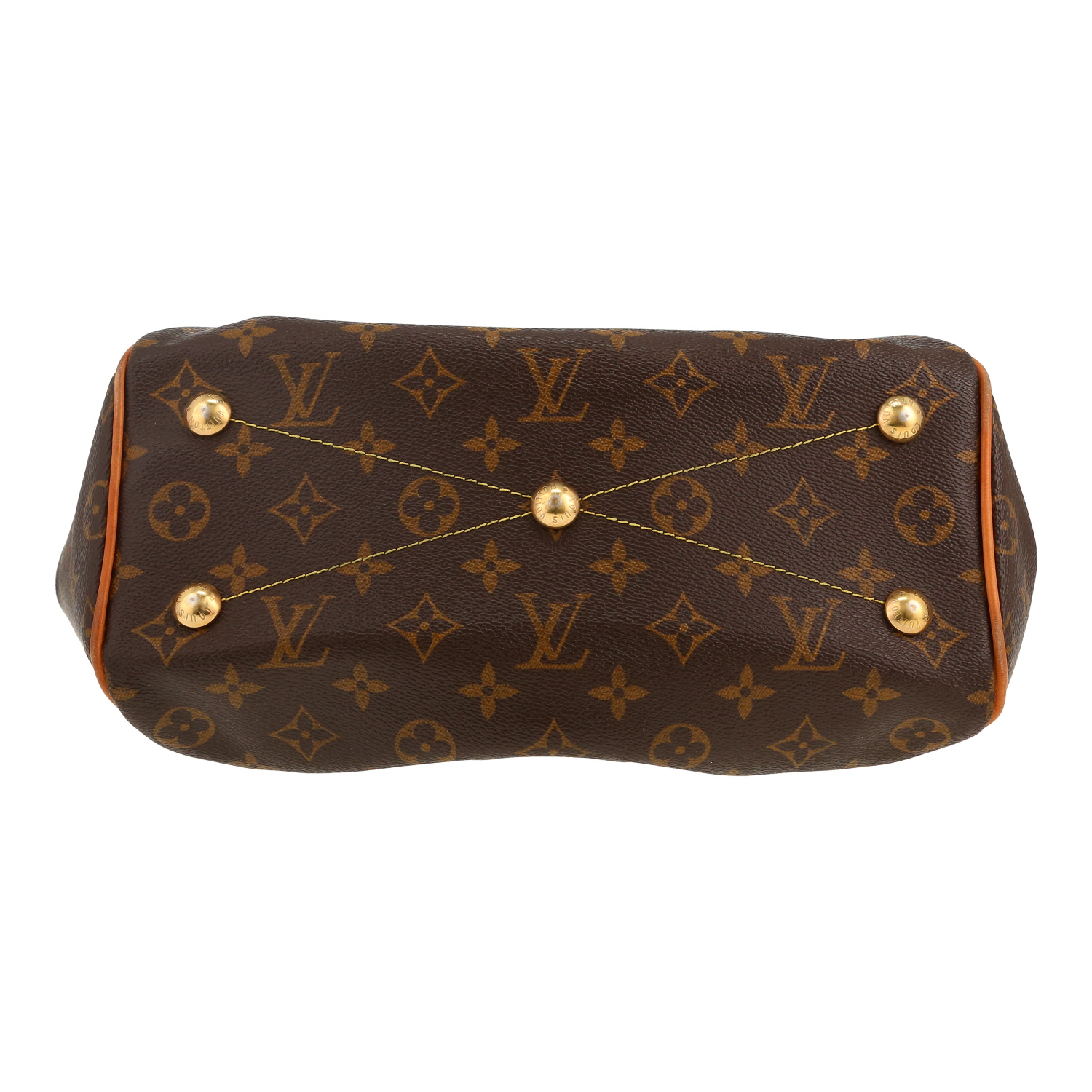 Louis Vuitton Tivoli handbag in brown monogram canvas and natural leather - Detail D1