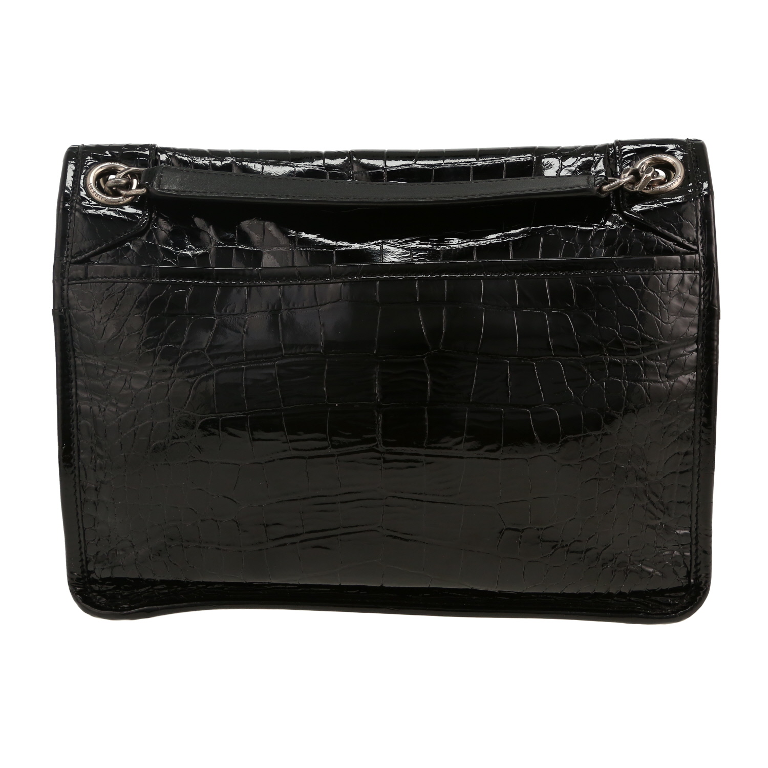 Borsa a tracolla Saint Laurent Niki modello medio in pelle verniciata nera - Detail D4