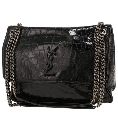 Sac bandoulière Saint Laurent  Niki moyen modèle  en cuir verni noir