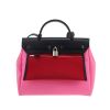 Hermès  Herbag handbag  in pink and burgundy canvas  and navy blue leather - Detail D4 thumbnail