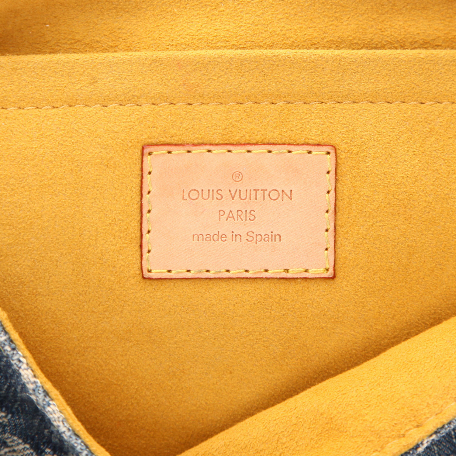 Bolso de mano Louis Vuitton  Pleaty en lona denim Monogram azul y cuero natural - Detail D2