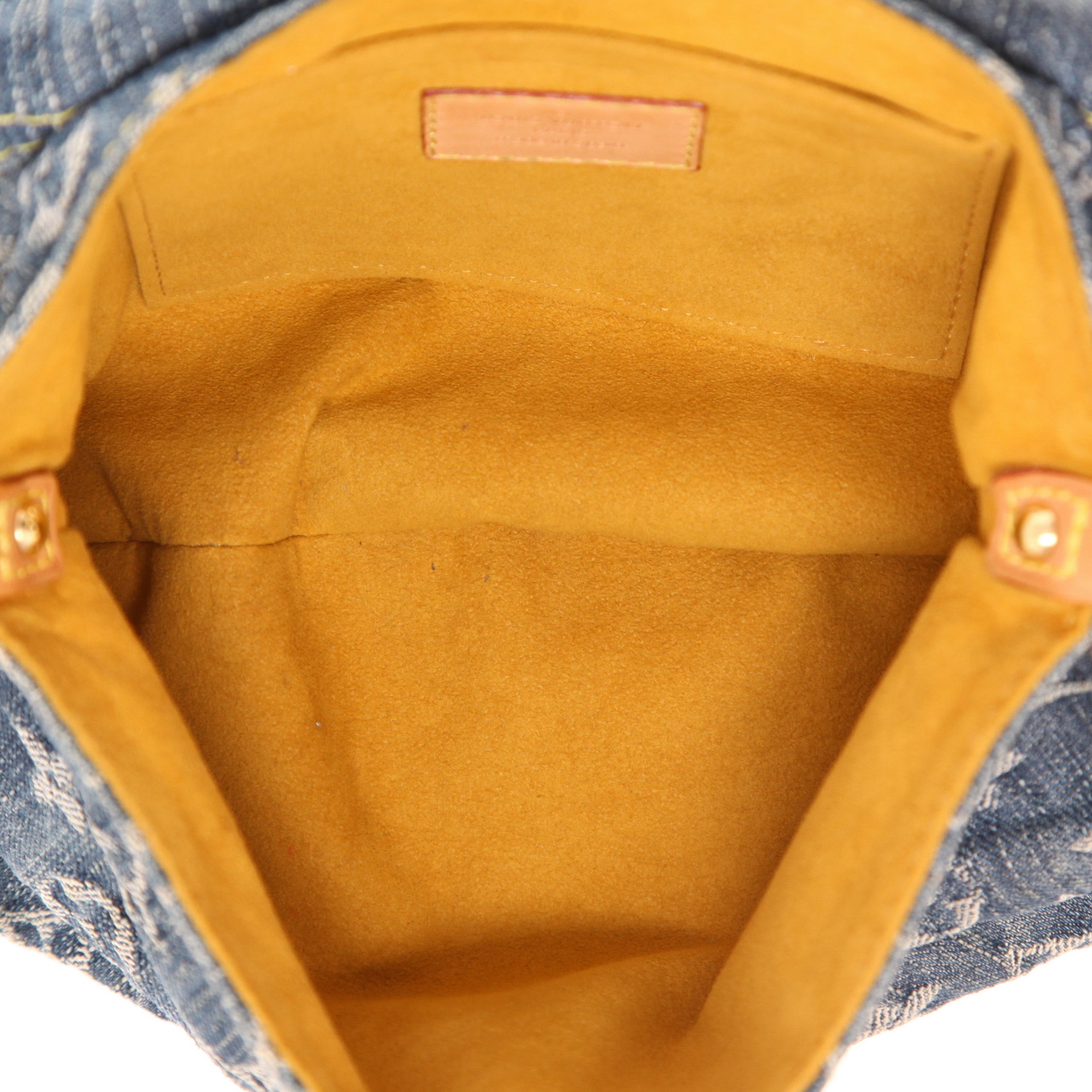 Bolso de mano Louis Vuitton  Pleaty en lona denim Monogram azul y cuero natural - Detail D3