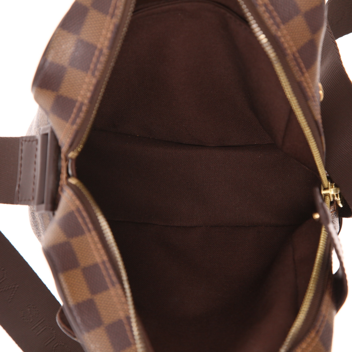 Louis Vuitton Olav shoulder bag in ebene damier canvas and brown - Detail D3