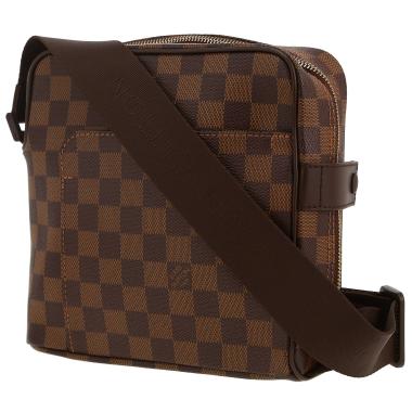 Louis Vuitton  Olav shoulder bag  in ebene damier canvas  and brown