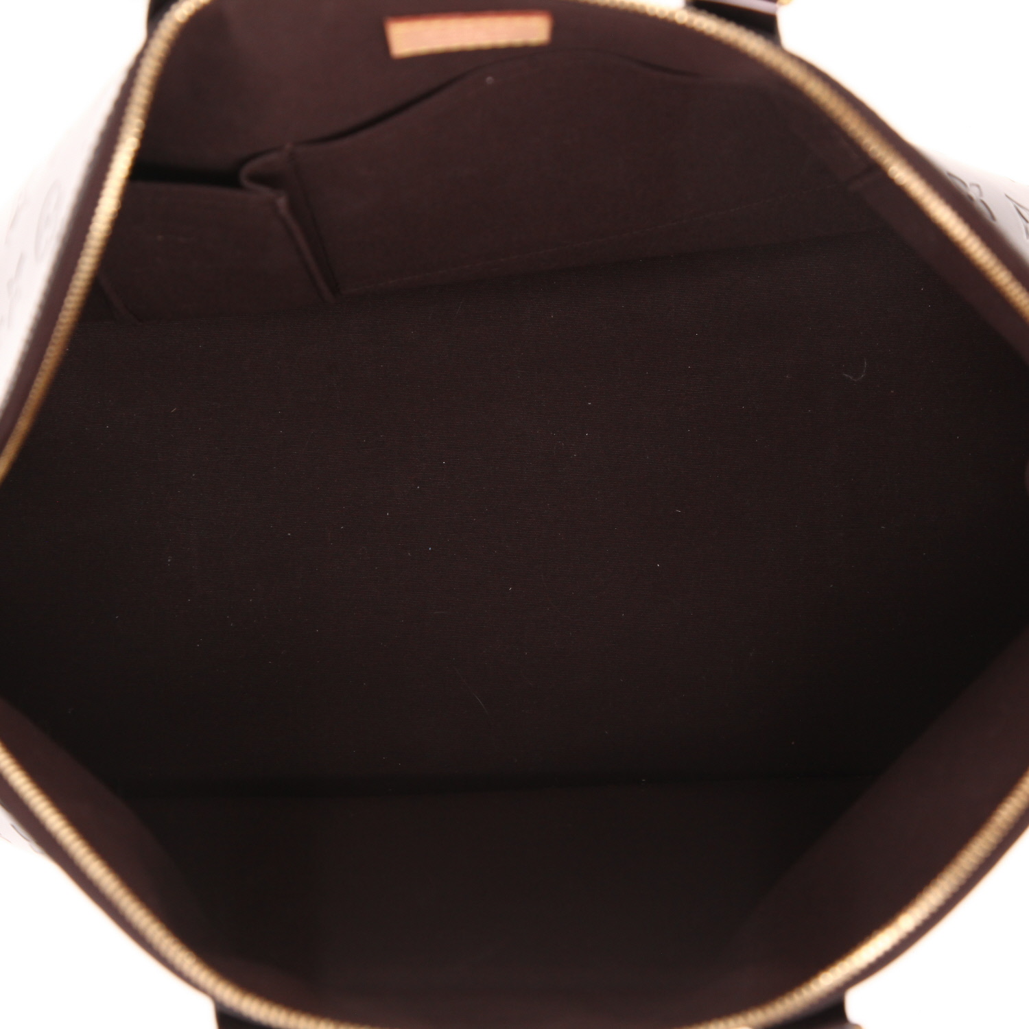 Bolso de mano Louis Vuitton  Alma en charol Monogram color berenjena - Detail D3