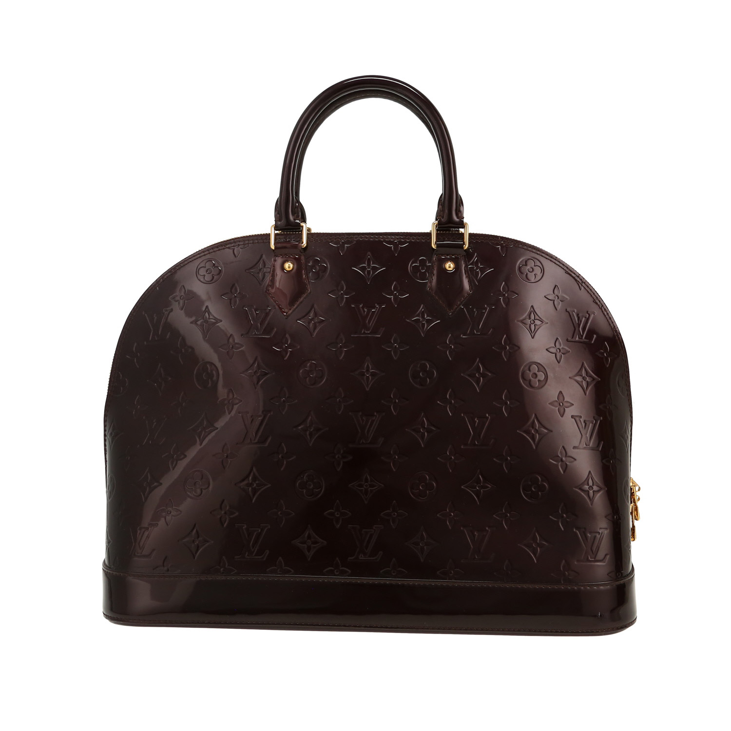 Sac à main Louis Vuitton  Alma en cuir verni monogram aubergine - Detail D4