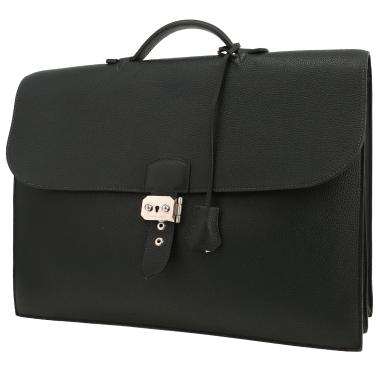 Porte-documents Hermès  Sac à dépêches en cuir togo gris océan