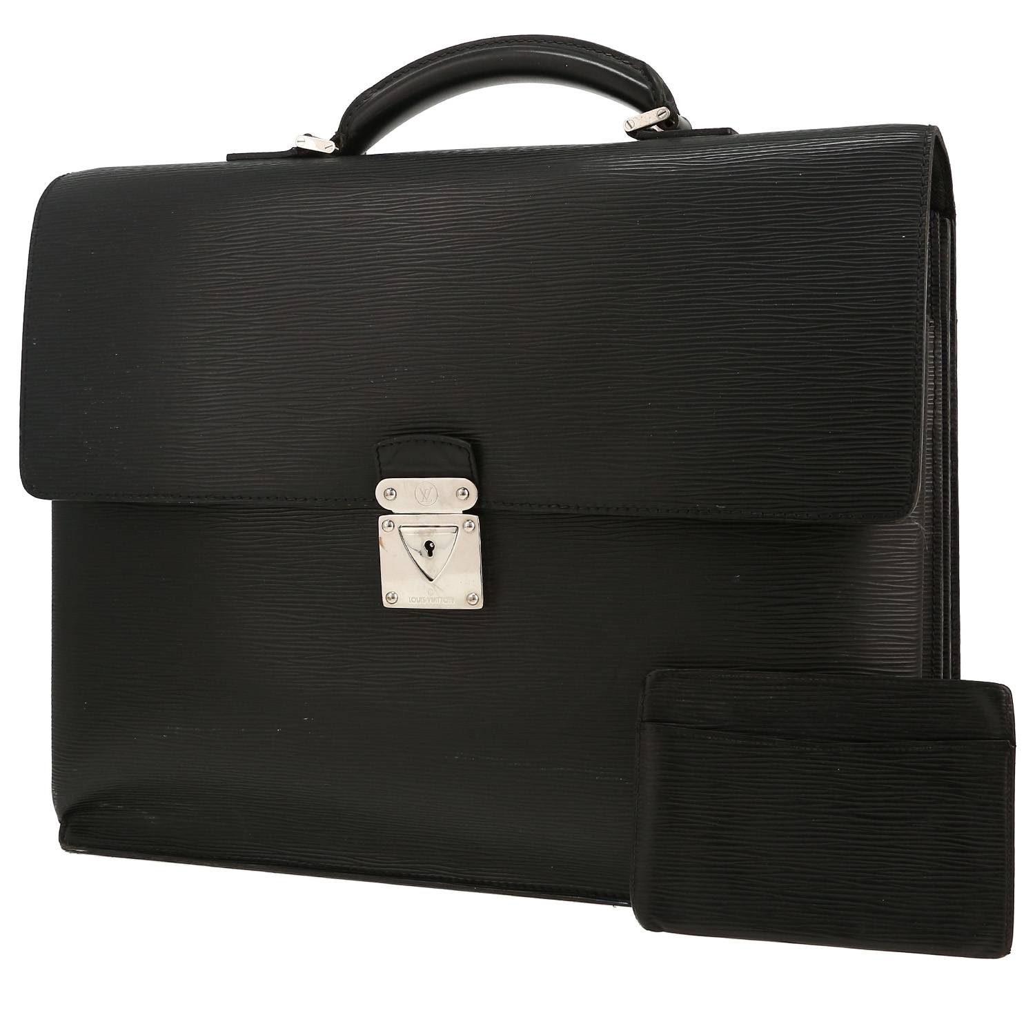 Louis Vuitton briefcase in black epi leather