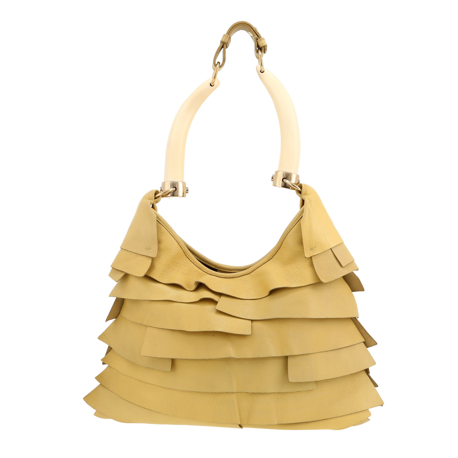 Sac à main Saint Laurent  Mombasa en cuir jaune - Detail D4