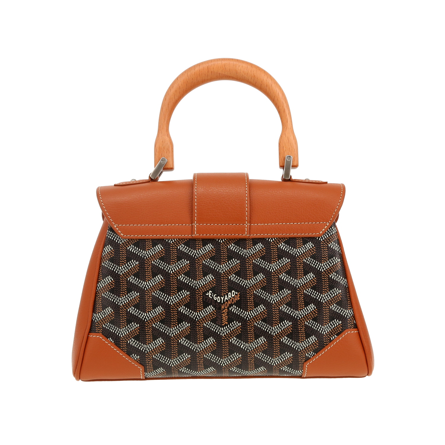 Bolso Goyard «Saigon» de lona Goyardine marrón y gris y piel marrón - Detail D4