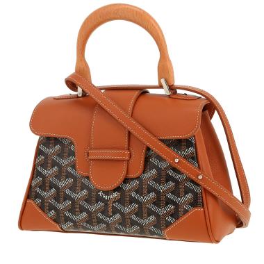 Goyard Saigon handbag in brown and grey Goyardine canvas and brown leather