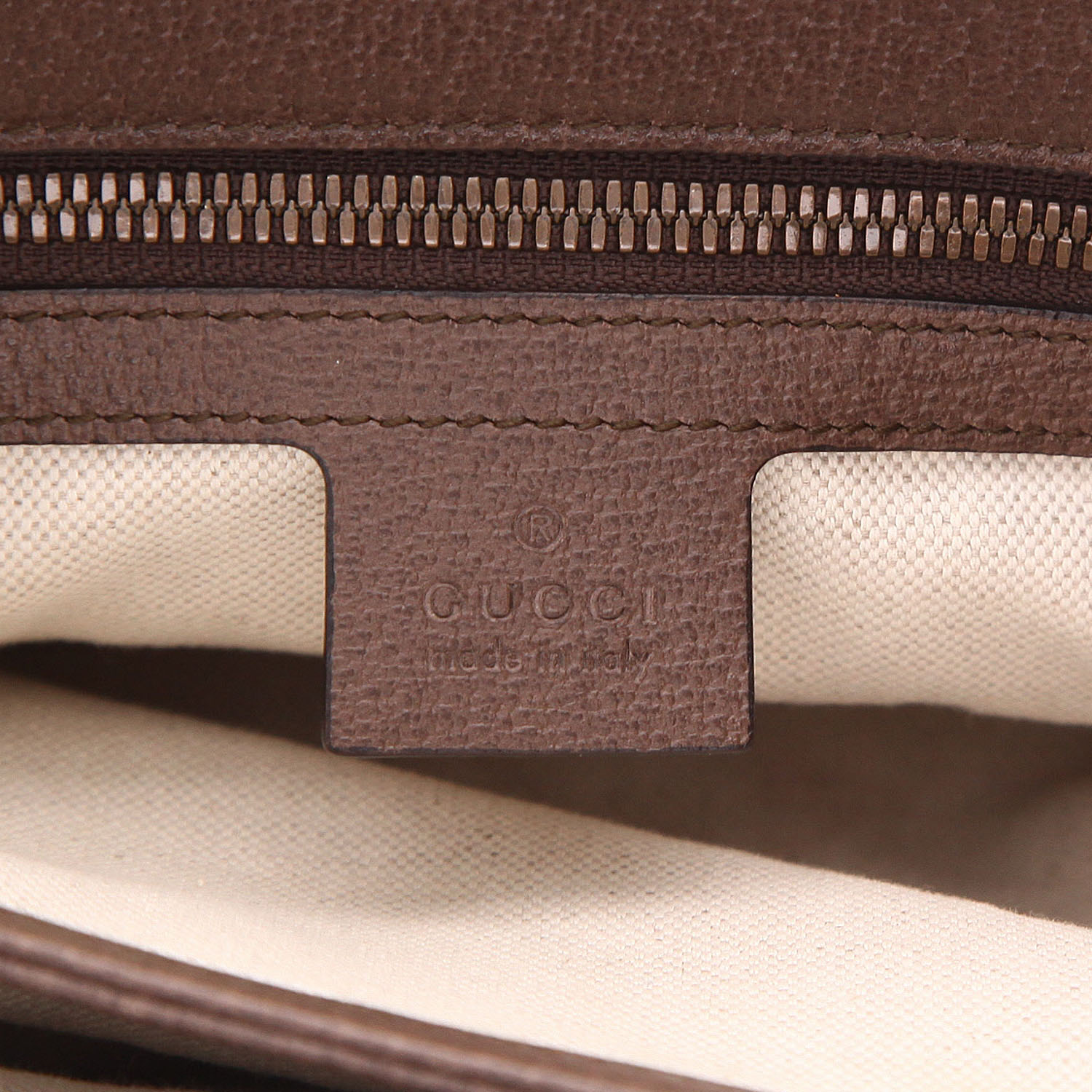 Borsa a tracolla Gucci   in tela siglata beige e pelle marrone - Detail D2