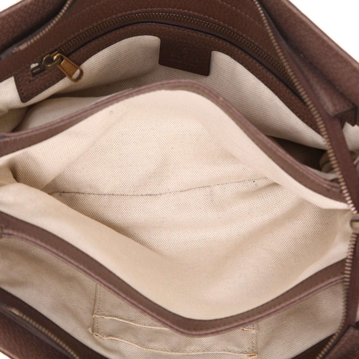 Borsa a tracolla Gucci   in tela siglata beige e pelle marrone - Detail D3