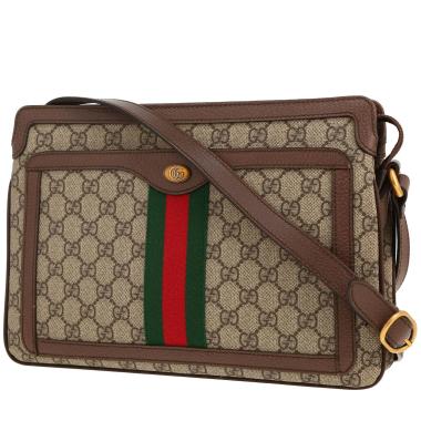 Sac bandoulière Gucci   en toile siglée beige et cuir marron