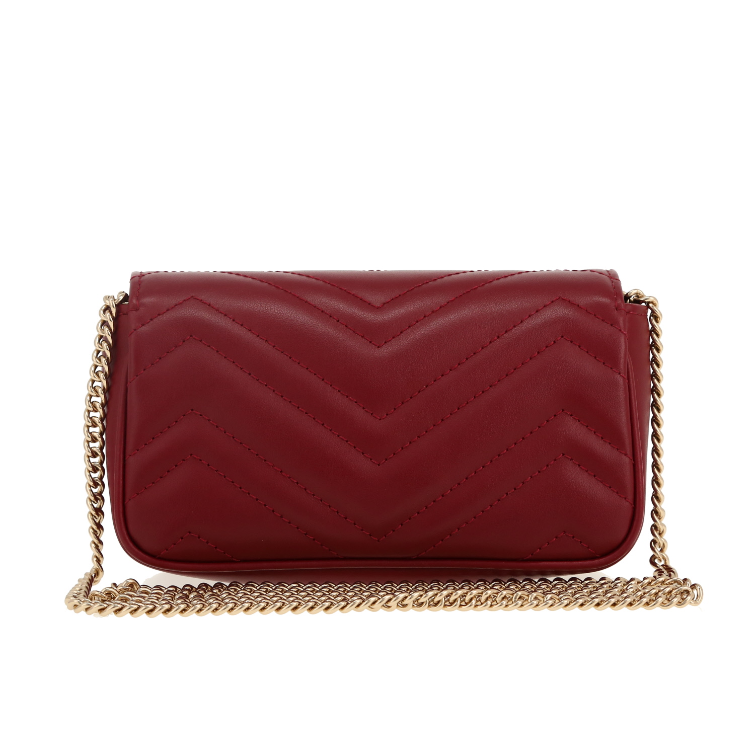 Sac bandoulière Gucci  GG Marmont mini  en cuir matelassé bordeaux - Detail D4