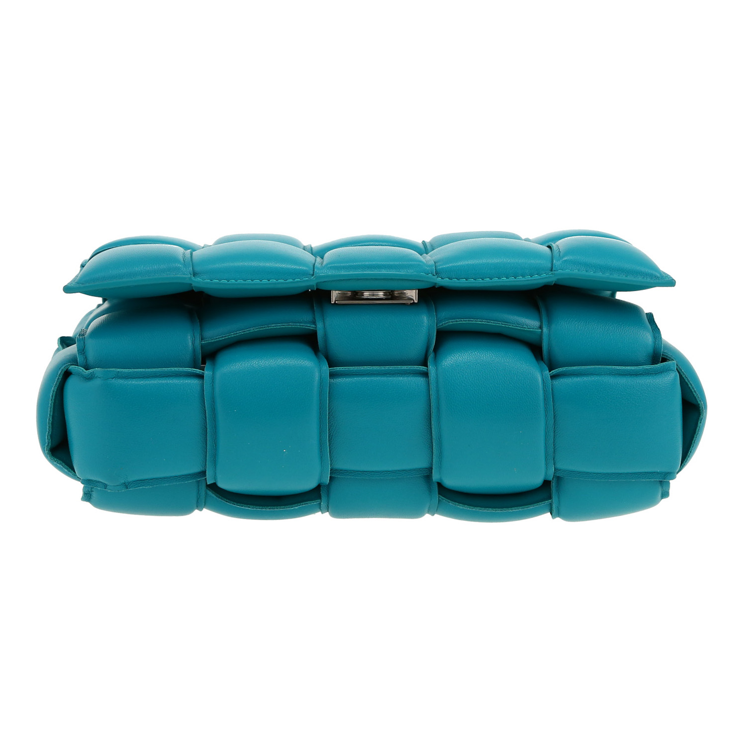 Borsa a tracolla Bottega Veneta  Padded Cassette in pelle intrecciata blu - Detail D1