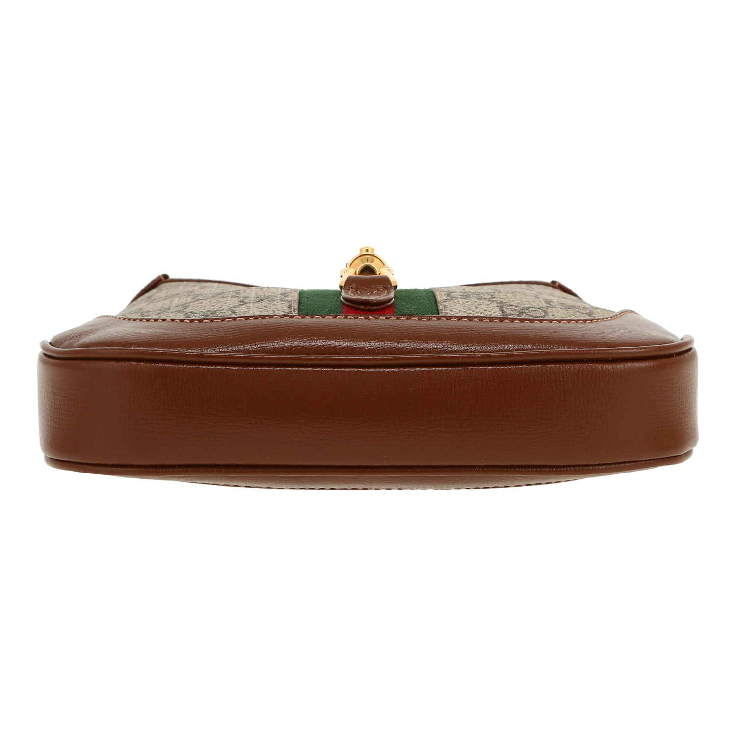 Gucci Jackie mini shoulder bag in beige "sûpreme GG" canvas and brown leather - Detail D1