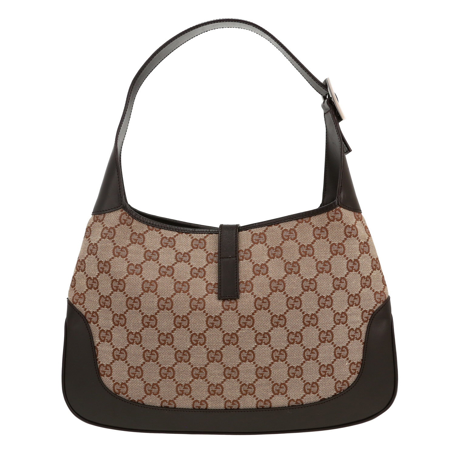 Borsa Gucci  Jackie in pelle nera e tela "sûpreme GG" beige - Detail D4