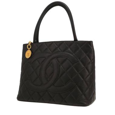 Borsa Chanel  Medaillon in pelle martellata e trapuntata nera