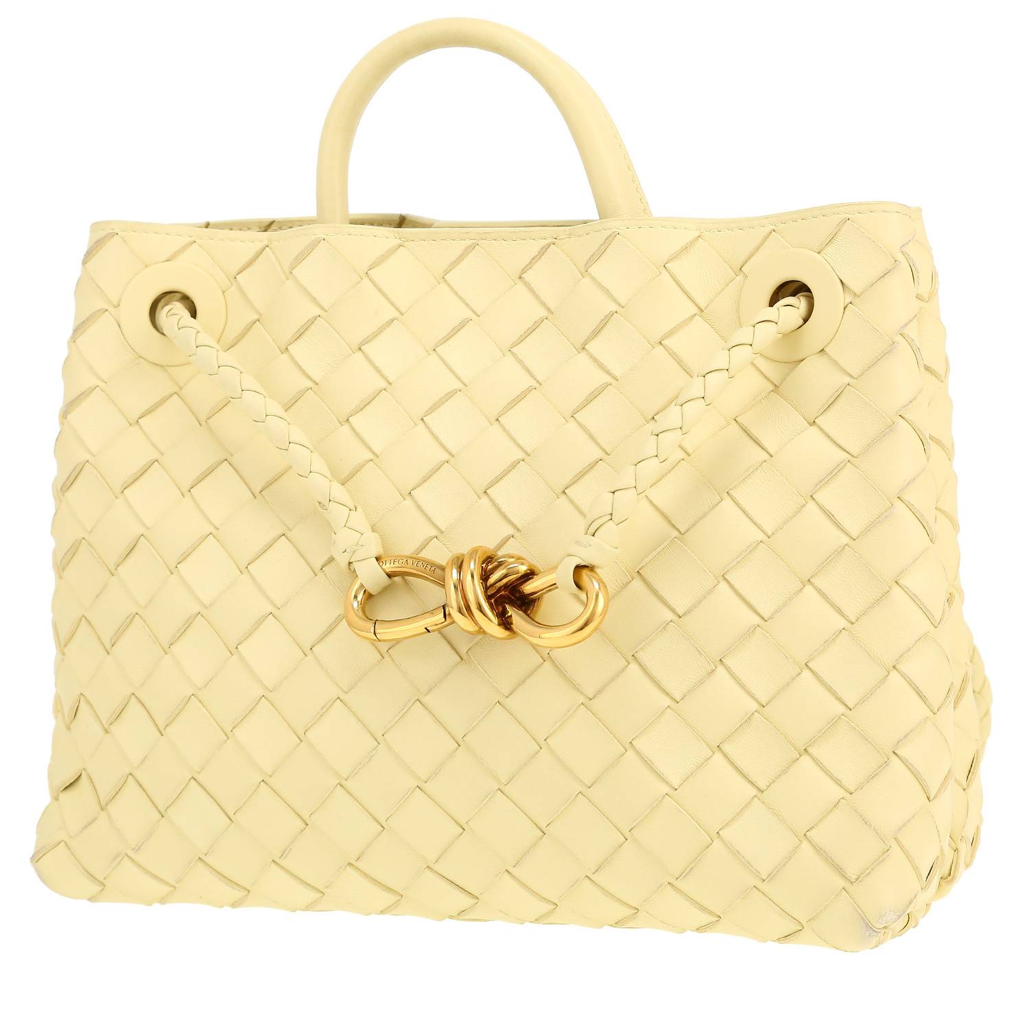 Borsa Bottega Veneta  Andiamo modello piccolo  in pelle intrecciata gialla