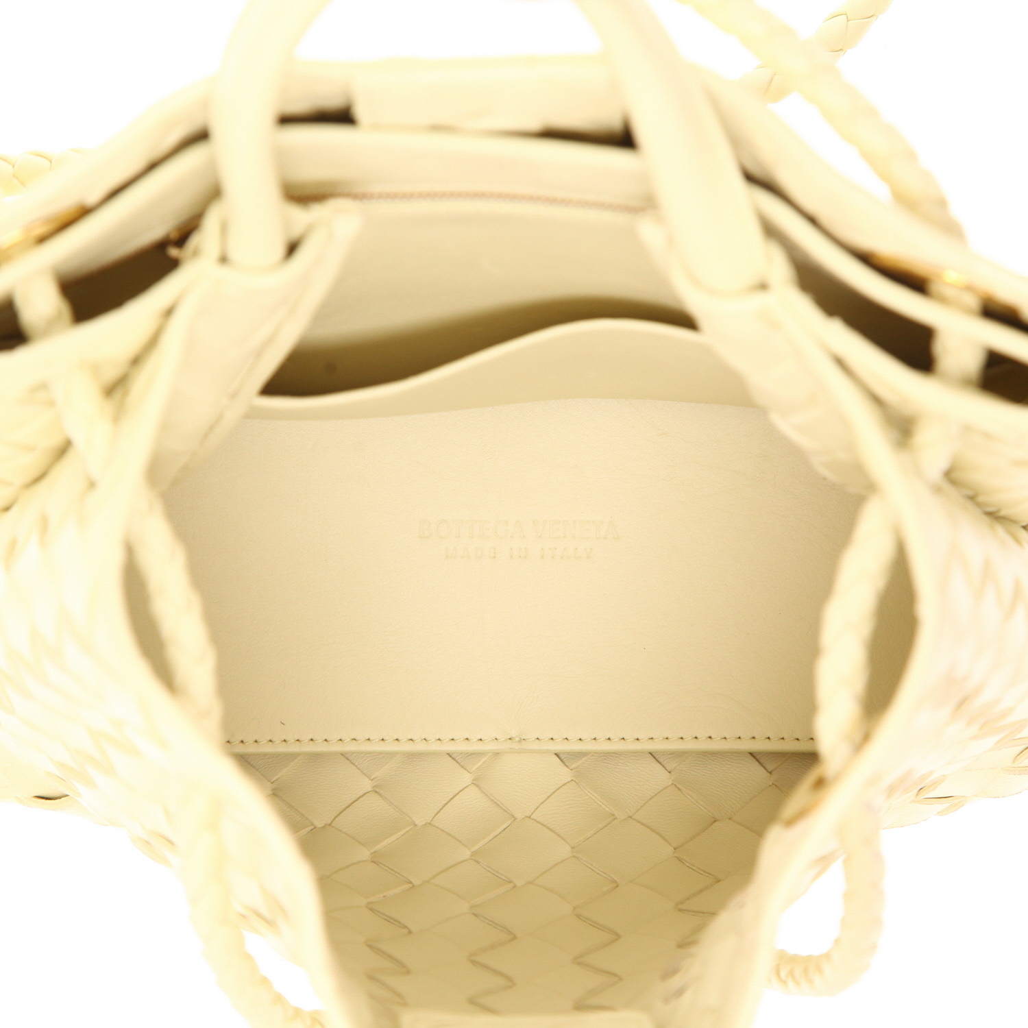 Bolso de mano Bottega Veneta  Andiamo modelo pequeño  en cuero intrecciato amarillo - Detail D3