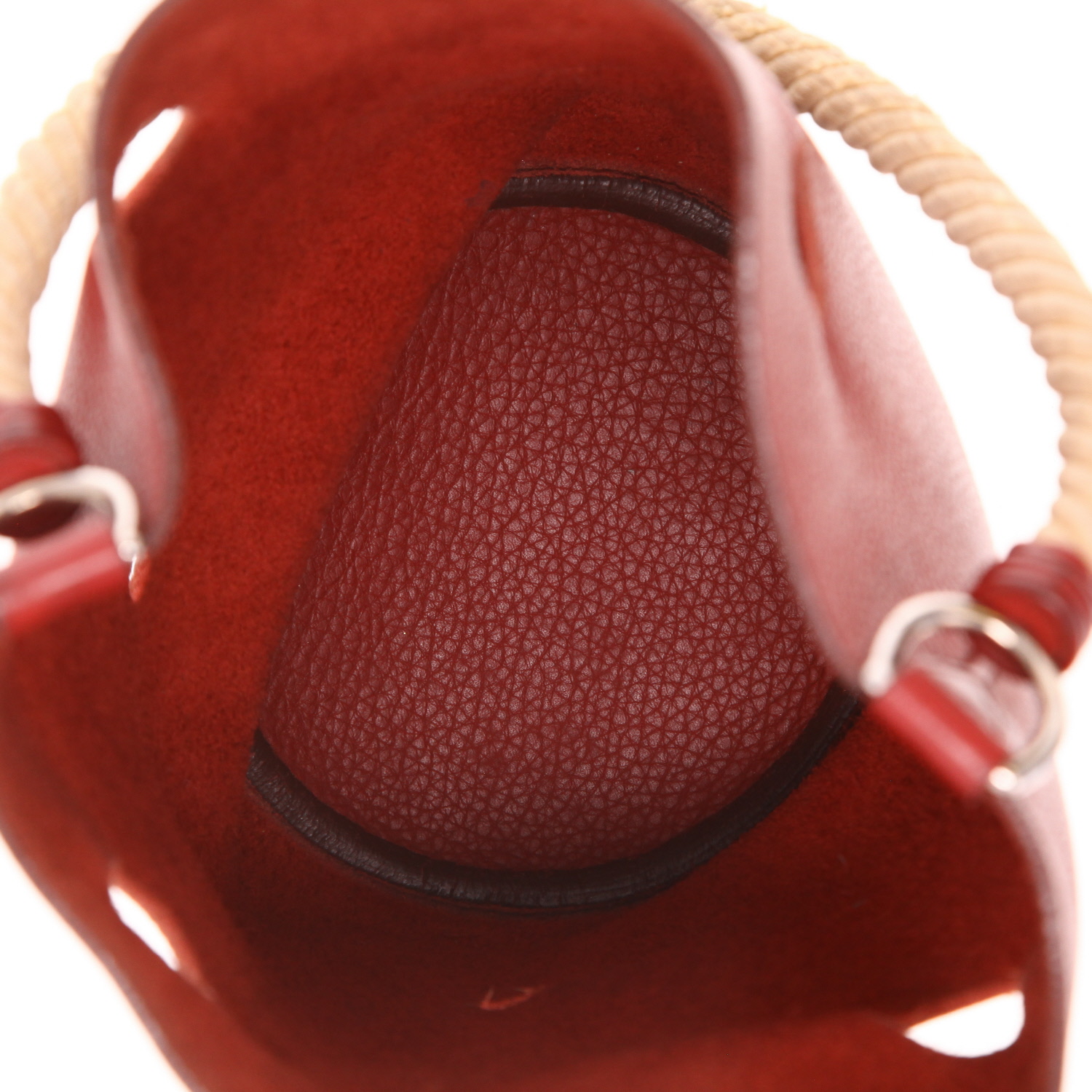 Bolso de mano Hermès  Mangeoire en cuero togo rojo - Detail D3