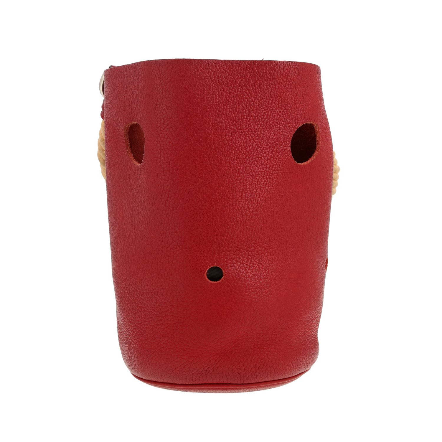 Bolso de mano Hermès  Mangeoire en cuero togo rojo - Detail D4