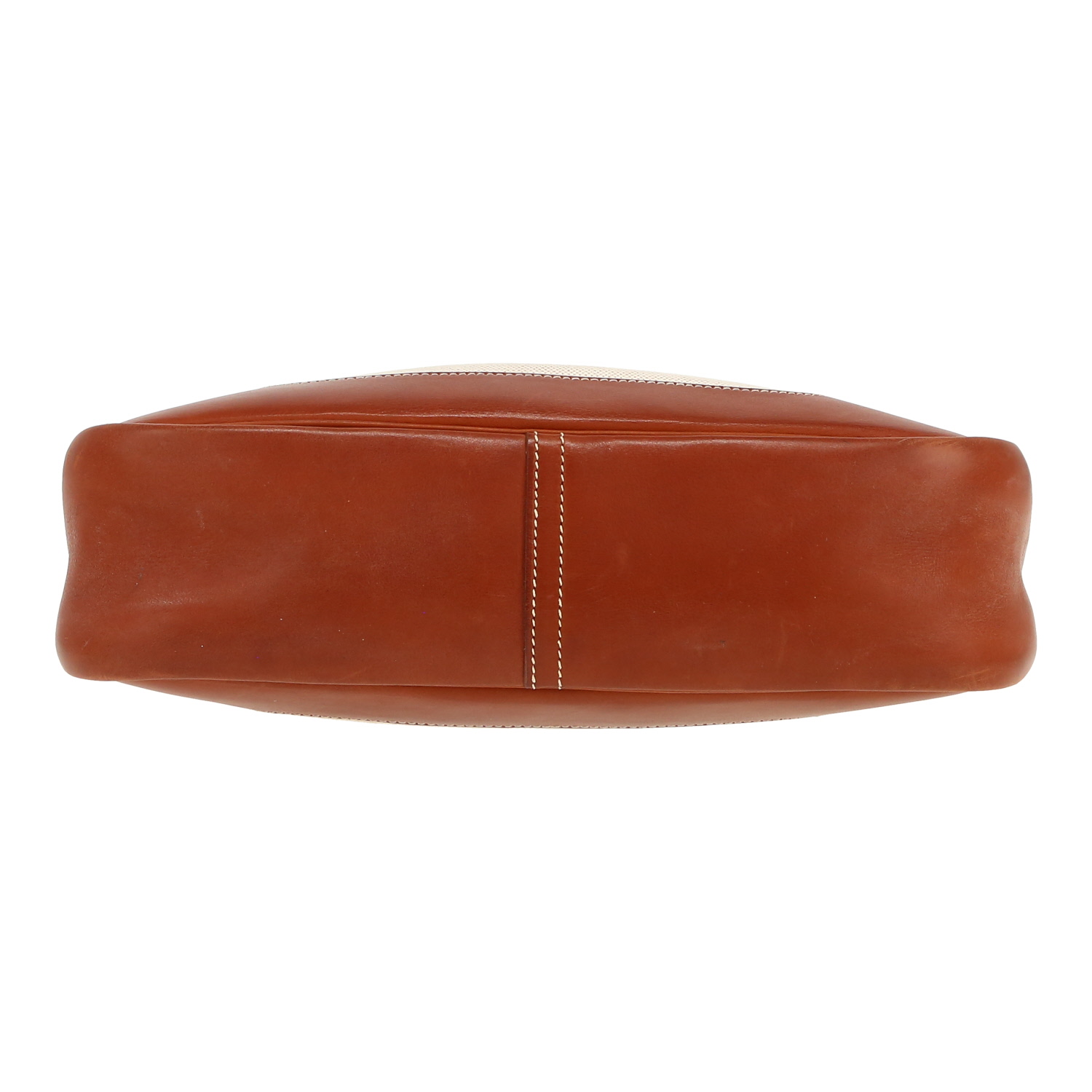 Hermès  Trim bag worn on the shoulder or carried in the hand  in beige canvas  and Barenia leather - Detail D1