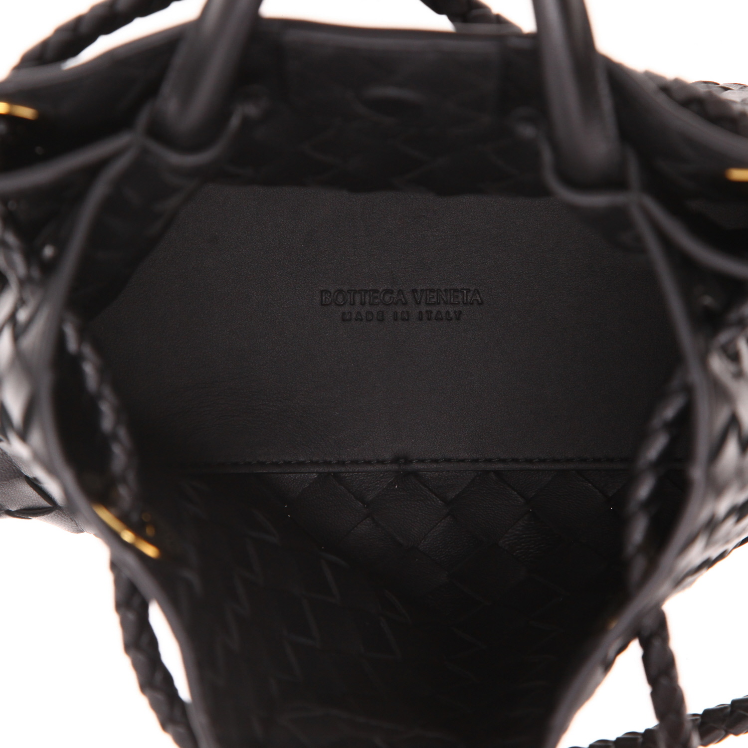 Bolso de mano Bottega Veneta  Andiamo modelo pequeño  en cuero intrecciato negro - Detail D3