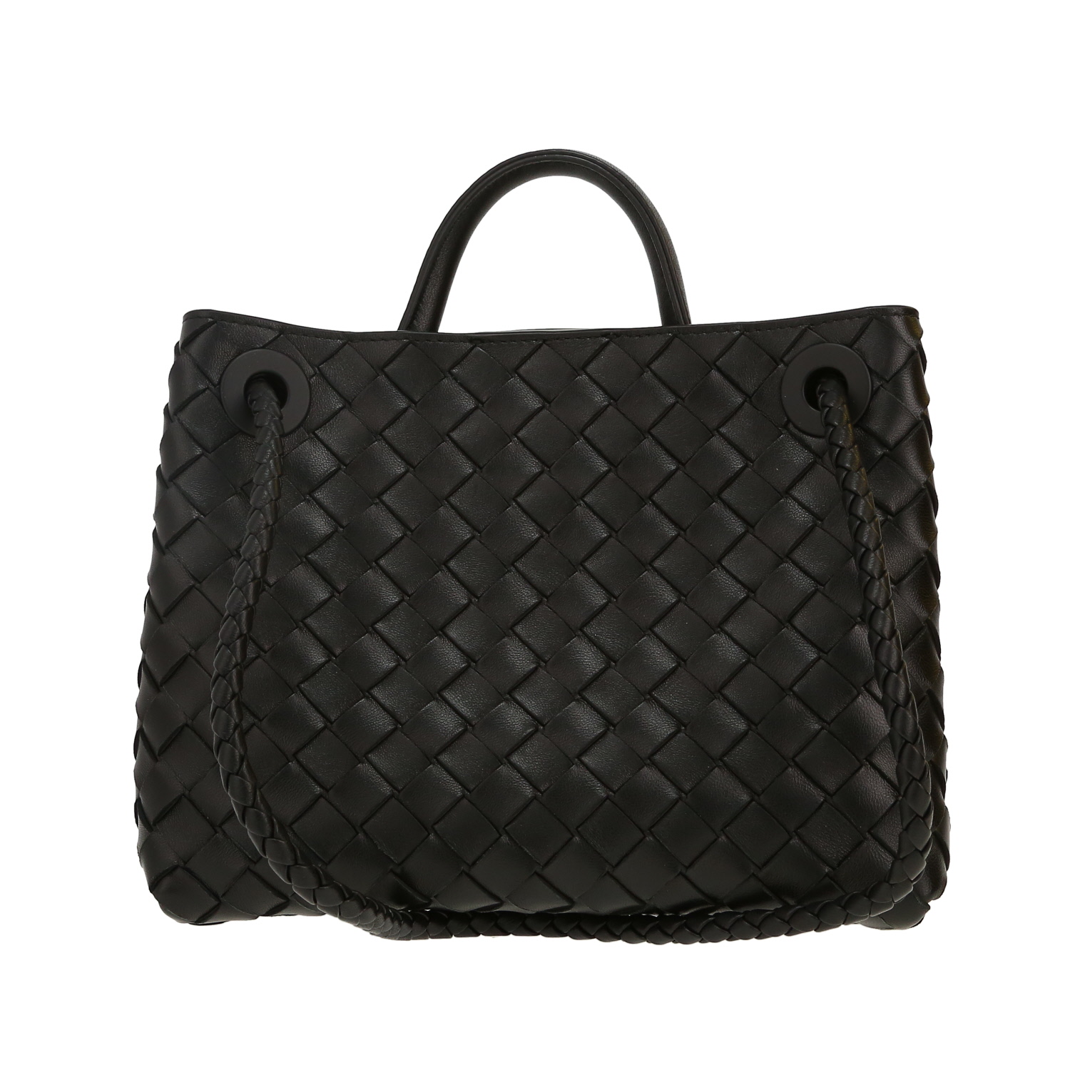 Bolso de mano Bottega Veneta  Andiamo modelo pequeño  en cuero intrecciato negro - Detail D4