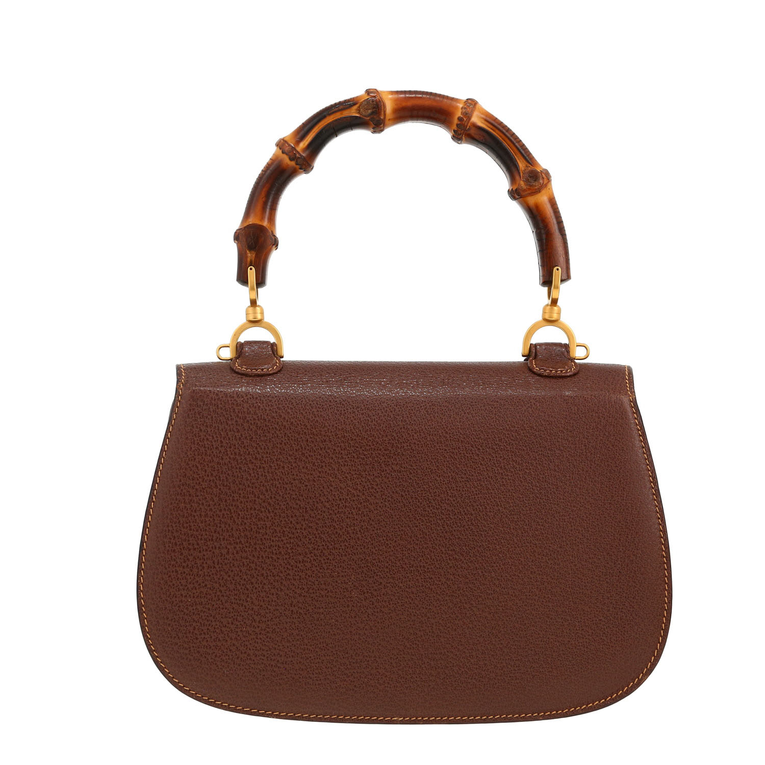 Bolso de mano Gucci  Bamboo en cuero granulado marrón y bambú - Detail D4