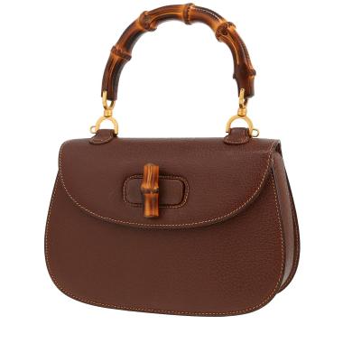 Bolso de mano Gucci  Bamboo en cuero granulado marrón y bambú