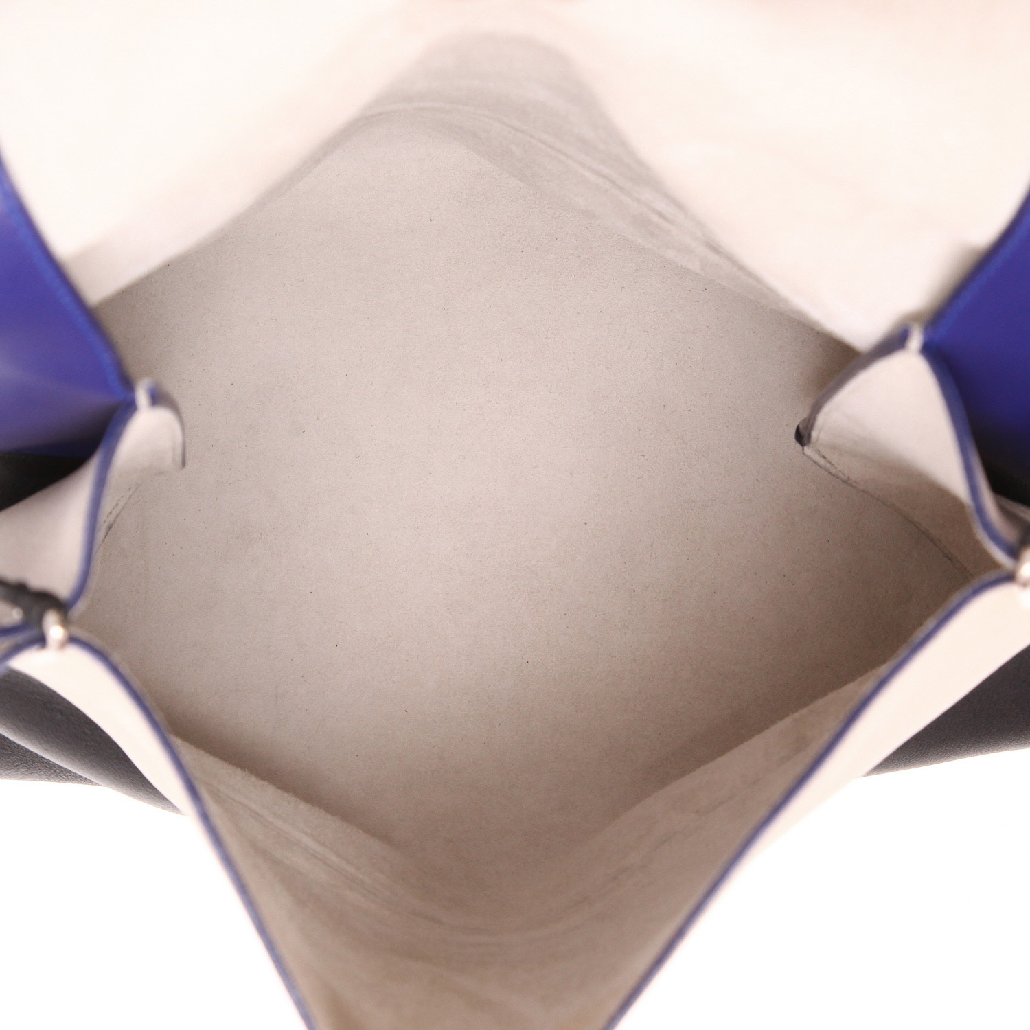 Bolso de mano Celine All Soft en cuero azul beige y negro - Detail D3