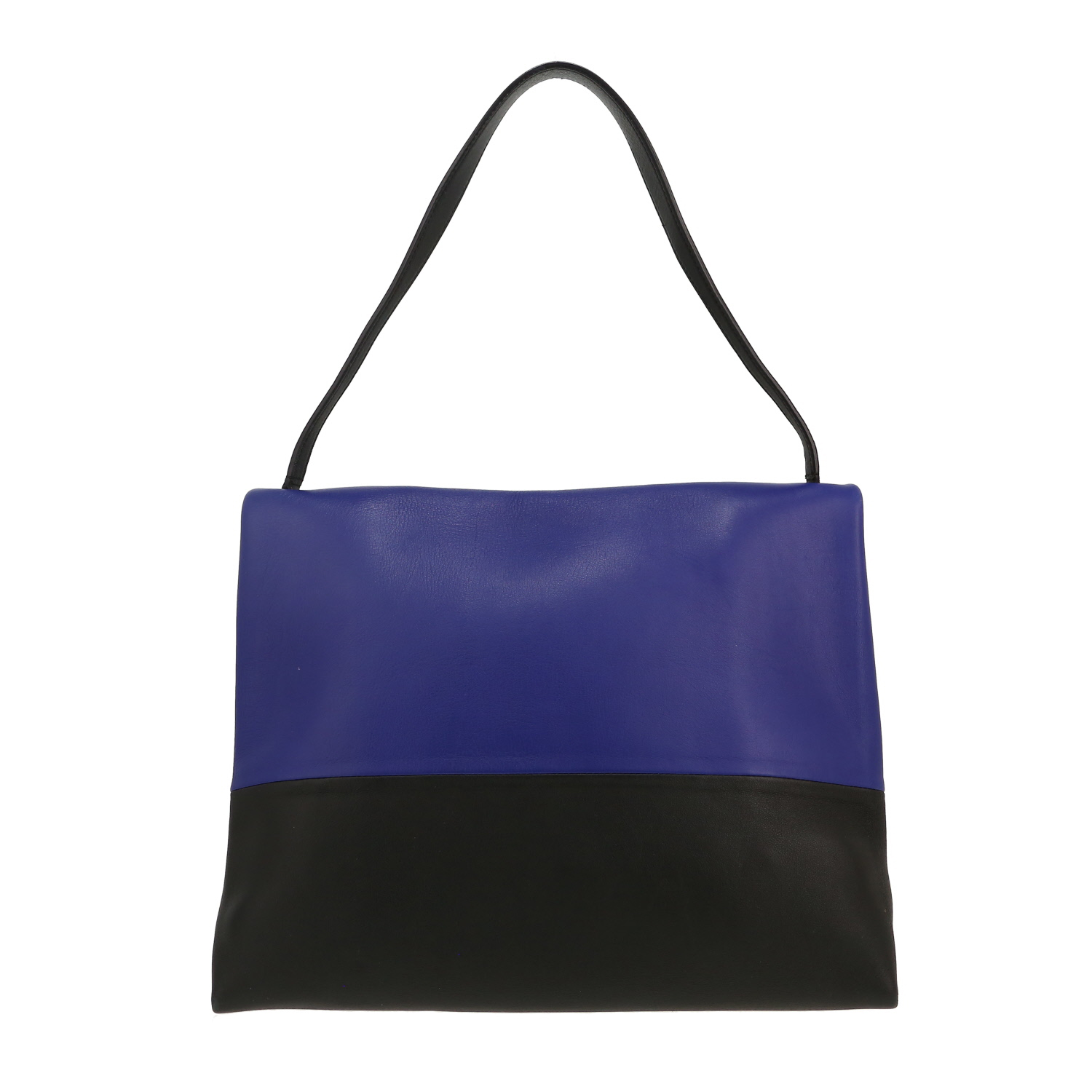 Bolso de mano Celine All Soft en cuero azul beige y negro - Detail D4