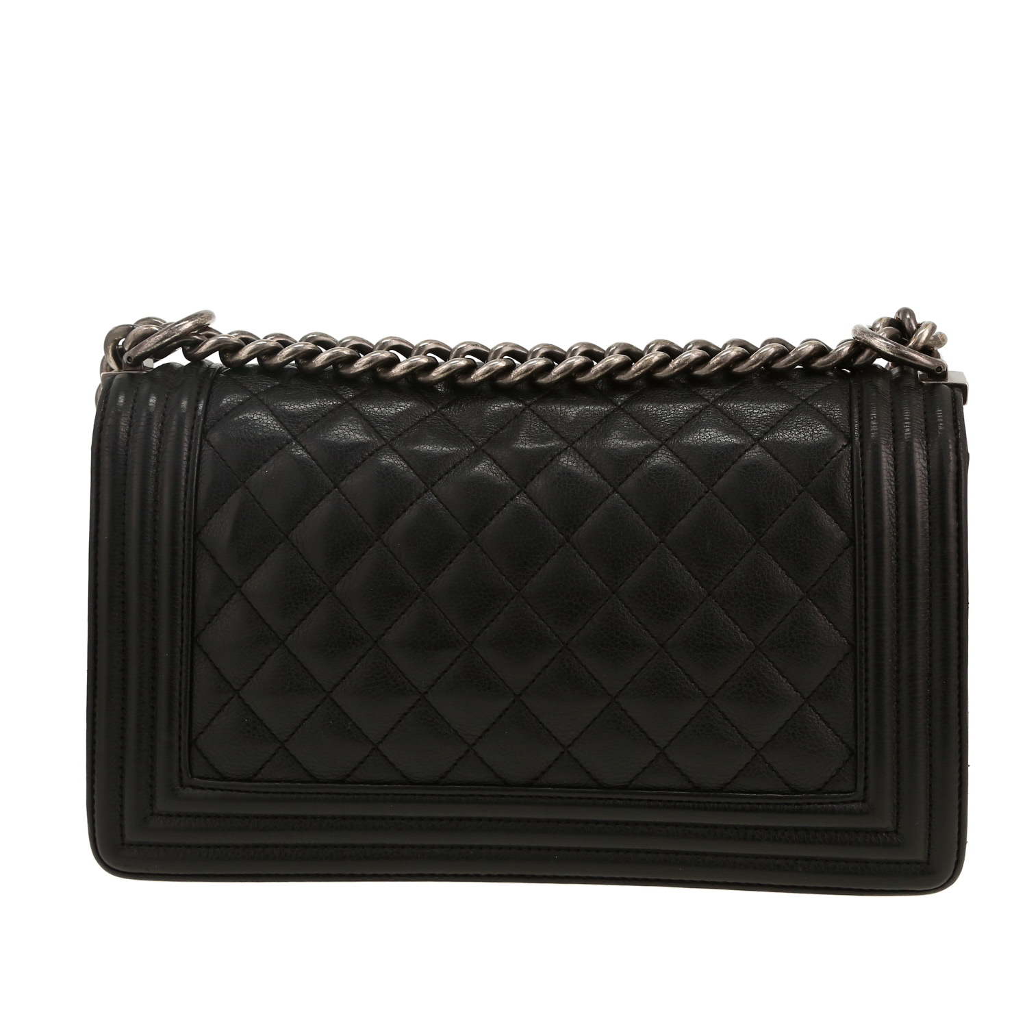 Sac bandoulière Chanel  Boy en cuir matelassé noir - Detail D4