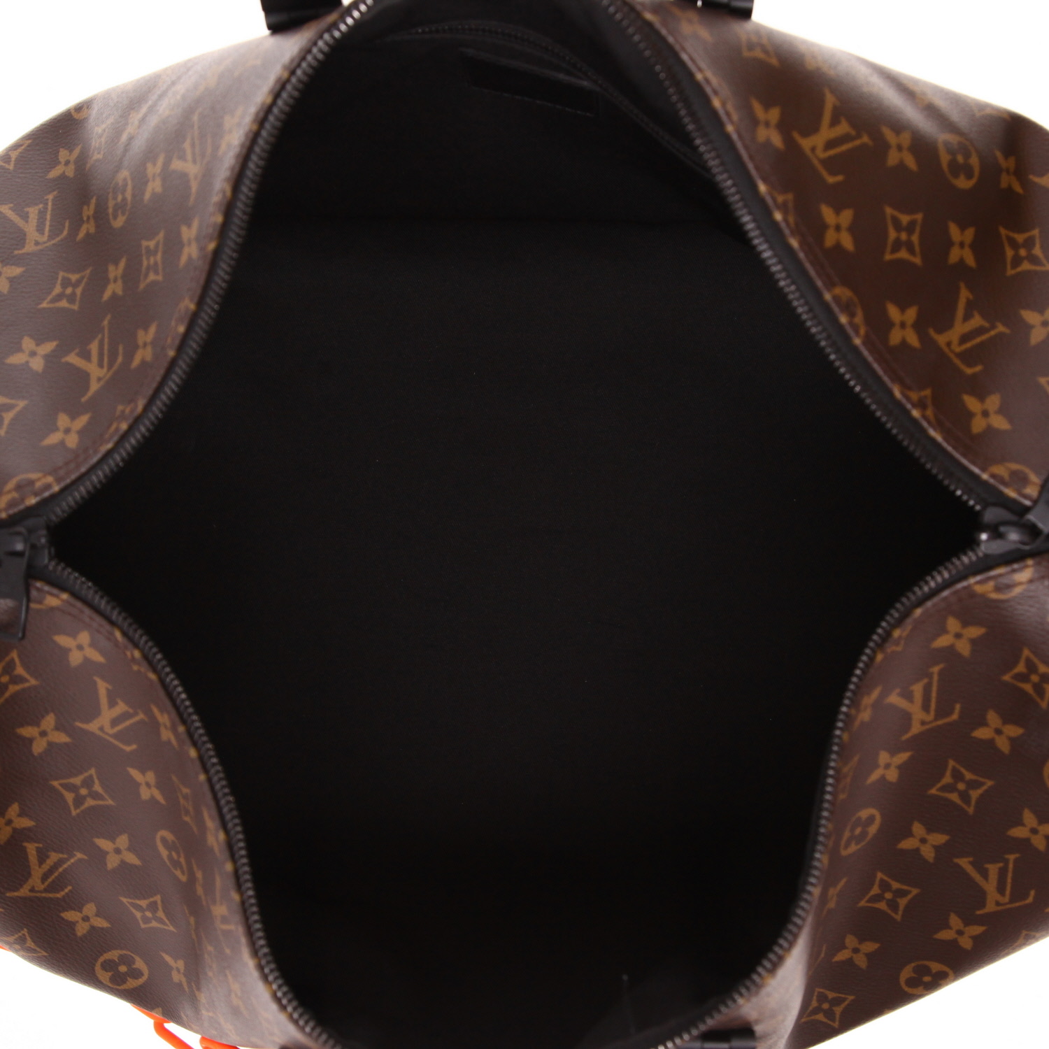 Bolsa de viaje Louis Vuitton  Keepall 50 en lona Monogram marrón y cuero negro - Detail D3
