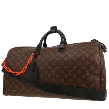 Bolsa de viaje Louis Vuitton  Keepall 50 en lona Monogram marrón y cuero negro