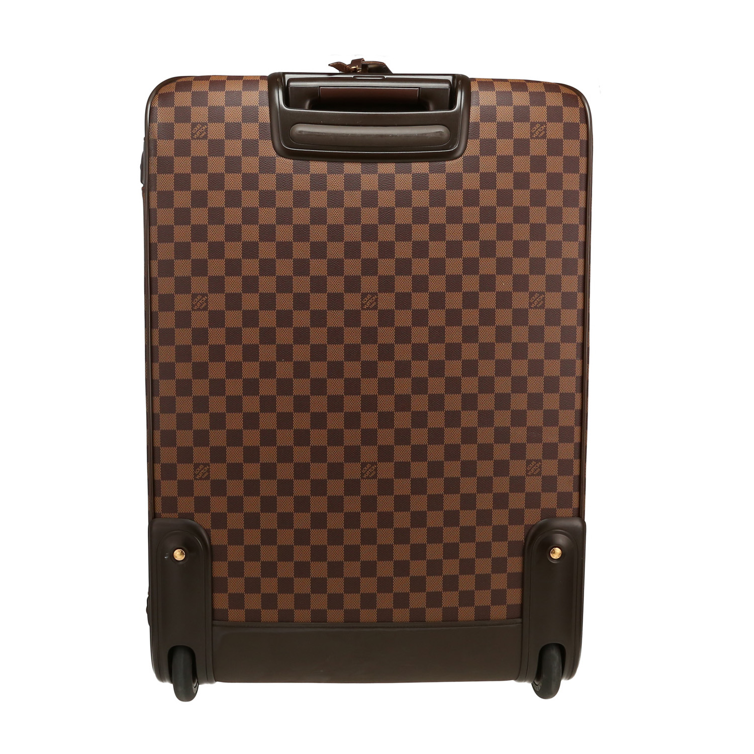 Louis Vuitton  Pegase rigid suitcase  in ebene damier canvas  and brown leather - Detail D6