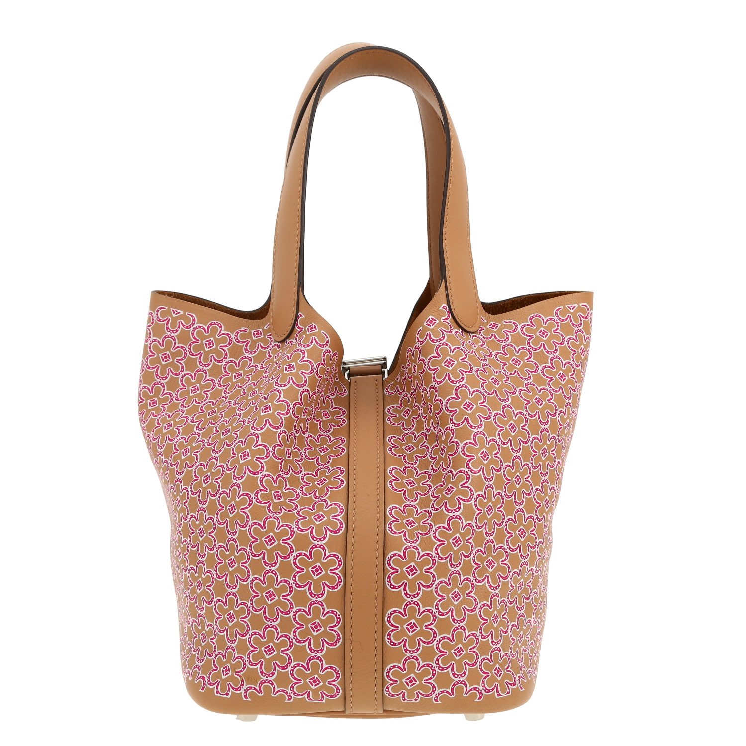 Hermès  Picotin 18 cm handbag  in beige and pink Swift leather - Detail D4